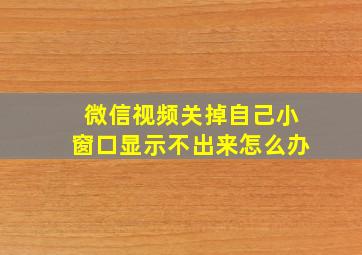 微信视频关掉自己小窗口显示不出来怎么办