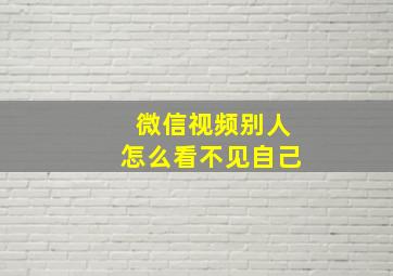 微信视频别人怎么看不见自己