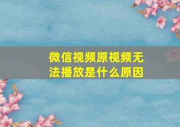 微信视频原视频无法播放是什么原因