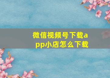 微信视频号下载app小店怎么下载