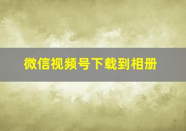 微信视频号下载到相册