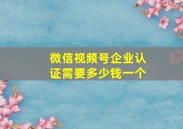 微信视频号企业认证需要多少钱一个