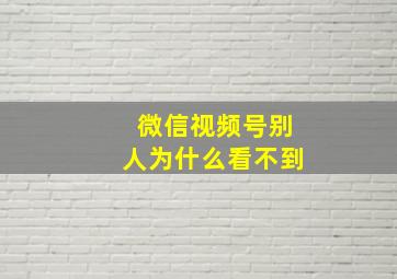 微信视频号别人为什么看不到