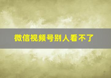 微信视频号别人看不了