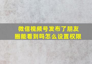 微信视频号发布了朋友圈能看到吗怎么设置权限