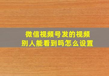 微信视频号发的视频别人能看到吗怎么设置