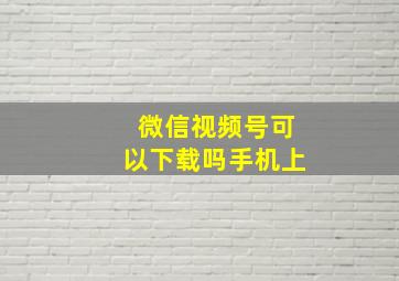 微信视频号可以下载吗手机上