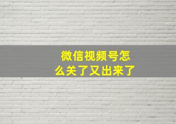 微信视频号怎么关了又出来了