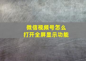 微信视频号怎么打开全屏显示功能