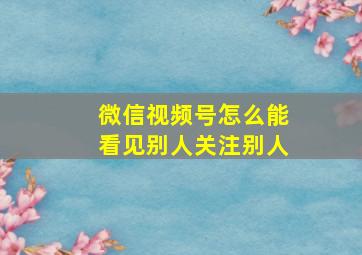 微信视频号怎么能看见别人关注别人