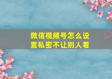 微信视频号怎么设置私密不让别人看