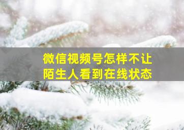 微信视频号怎样不让陌生人看到在线状态