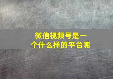 微信视频号是一个什么样的平台呢