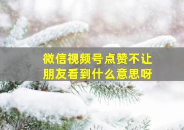 微信视频号点赞不让朋友看到什么意思呀