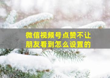 微信视频号点赞不让朋友看到怎么设置的