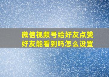 微信视频号给好友点赞好友能看到吗怎么设置