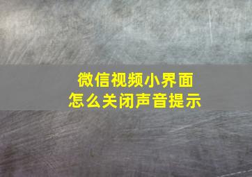 微信视频小界面怎么关闭声音提示