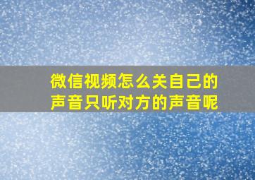 微信视频怎么关自己的声音只听对方的声音呢