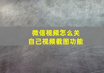 微信视频怎么关自己视频截图功能