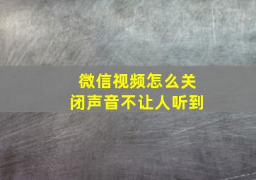 微信视频怎么关闭声音不让人听到