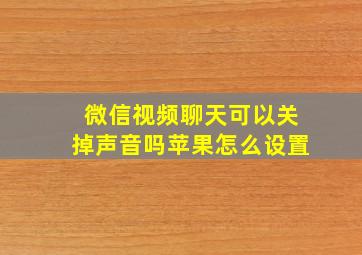 微信视频聊天可以关掉声音吗苹果怎么设置