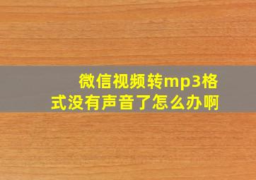 微信视频转mp3格式没有声音了怎么办啊