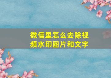 微信里怎么去除视频水印图片和文字