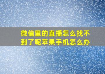 微信里的直播怎么找不到了呢苹果手机怎么办