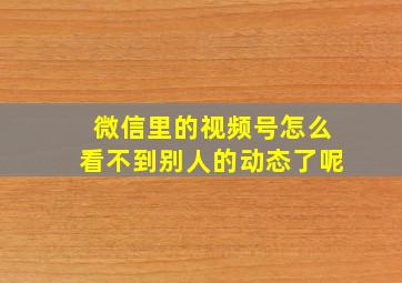 微信里的视频号怎么看不到别人的动态了呢