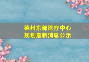 德州东部医疗中心规划最新消息公示