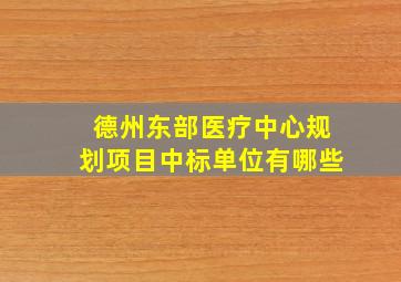 德州东部医疗中心规划项目中标单位有哪些