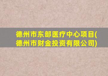 德州市东部医疗中心项目(德州市财金投资有限公司)