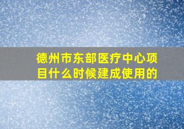 德州市东部医疗中心项目什么时候建成使用的