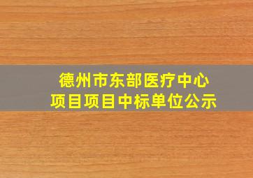 德州市东部医疗中心项目项目中标单位公示