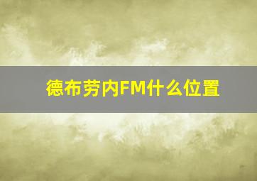 德布劳内FM什么位置