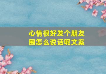 心情很好发个朋友圈怎么说话呢文案