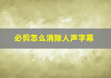 必剪怎么消除人声字幕