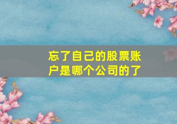 忘了自己的股票账户是哪个公司的了