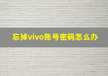 忘掉vivo账号密码怎么办