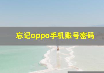 忘记oppo手机账号密码