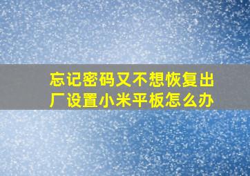 忘记密码又不想恢复出厂设置小米平板怎么办