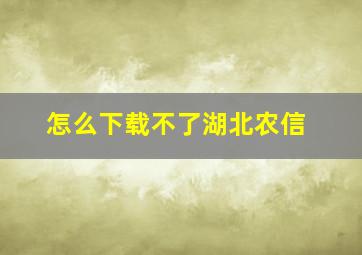 怎么下载不了湖北农信