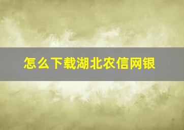 怎么下载湖北农信网银