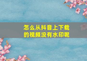 怎么从抖音上下载的视频没有水印呢