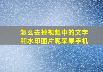 怎么去掉视频中的文字和水印图片呢苹果手机