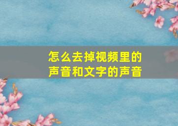 怎么去掉视频里的声音和文字的声音