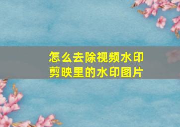 怎么去除视频水印剪映里的水印图片