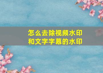 怎么去除视频水印和文字字幕的水印