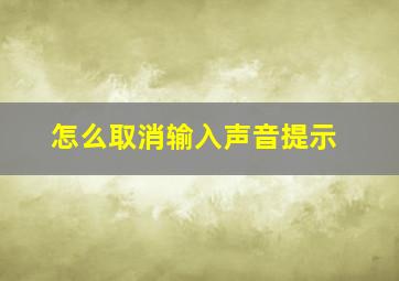 怎么取消输入声音提示