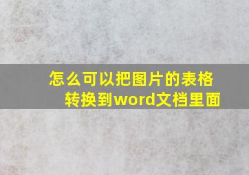 怎么可以把图片的表格转换到word文档里面